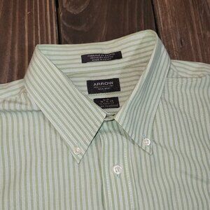 Men's Button-down Shirt, by Arrow Large 16-1/2x46 Short Sleeve Classic Fit Green